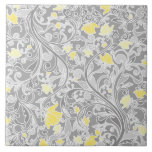 Amarelo Moderno e Cinza Suave<br><div class="desc">Bonito padrão floral feminino moderno,  com cinzas elegantes e flores amarelas e douradas entrelaçadas sobre uma cinza mais escura.</div>