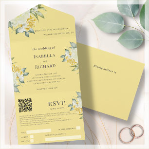Amarelo-mostarda RSVP de Código QR de Casamento
