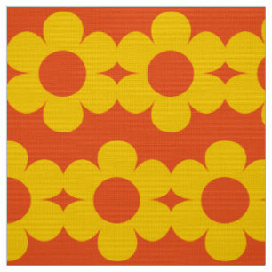 Amarelo nas faixas da Flor Laranja Tecido retroati
