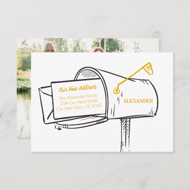 Amarelo Nossa Nova Caixa de Correio de Endereço Mo (Frente/Verso)