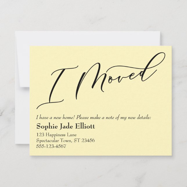 Amarelo Pálido Simples Movi Um Novo Cartão De Ende (Frente)