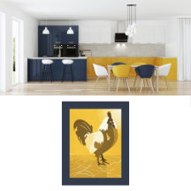 Amarelo Poster de Arte de Parede de Galo para Cozi