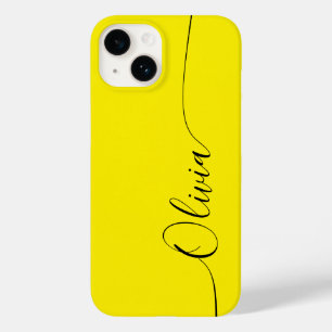 Amarelo Preto Elegante Caligrafia Nome Personaliza