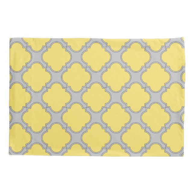 Amarelo quatrefoil e cinza (Verso)