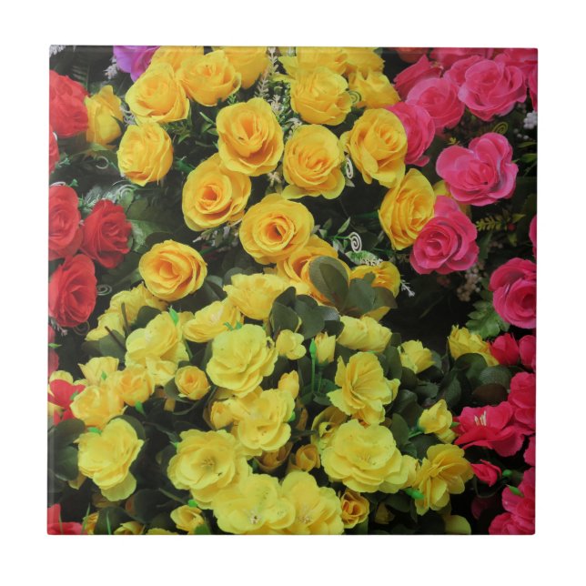 amarelo,Quic, vintage, vermelho, rosa, rosas, flor (Frente)
