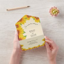 Amarelo Sunflower Orange All in One Convite de cas