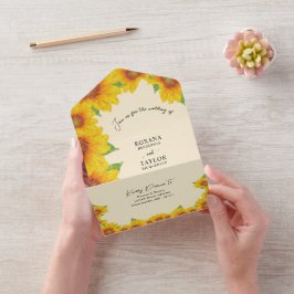 Amarelo Sunflower Orange All in One Convite de cas