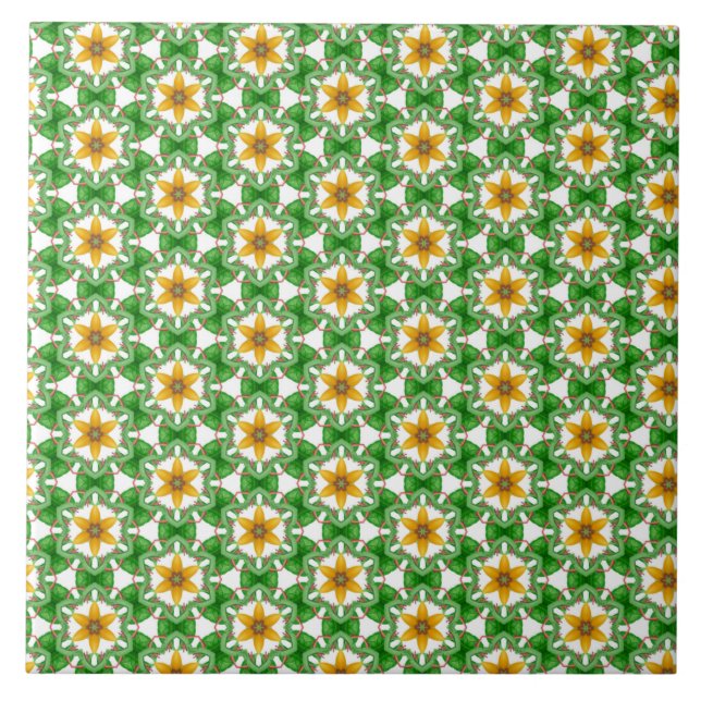 Amarelo Verde Moderno Floral Geométrico Abstrato (Frente)