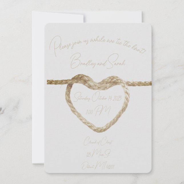 Amarre o convite para o Knot- Wdding (Frente)