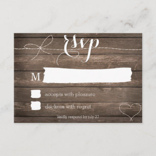 Amarre o Knot Rustic Wood Wedding RSVP Card