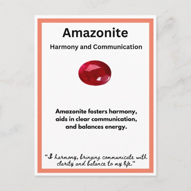 Amazonite Crystal stone significa cartão (Frente)