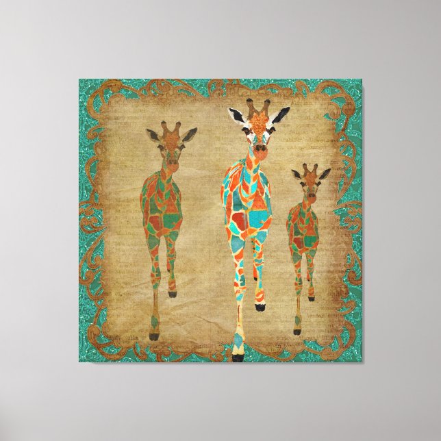 Amber & Azure Girafes Art Canvas (Frente)
