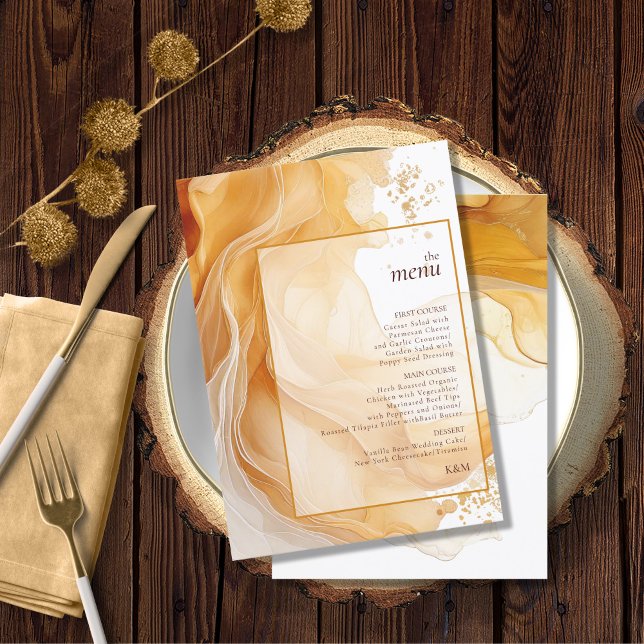 Amber Brandy Abstrato Ink Wedding Menu ID1089 (Criador carregado)