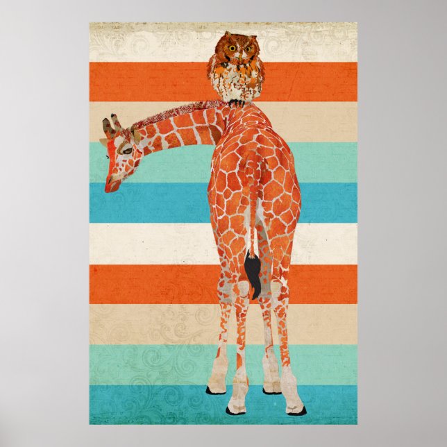 Amber Giraffe & Owl Art Poster (Frente)