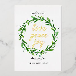 Ame a Joia da Paz. Ouro floral de Natal com aquare