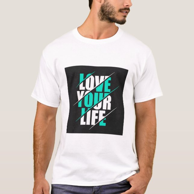 AMe a SUA VIDA. CAMISETA COM IMPRESSÃO DE TEXTO (Frente)