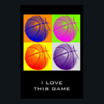 Ame Este Jogo Alcançar o Poster de Basquete<br><div class="desc">Eu Adoro Este Jogo. Esportes populares - Imagem de bola de basquete.</div>
