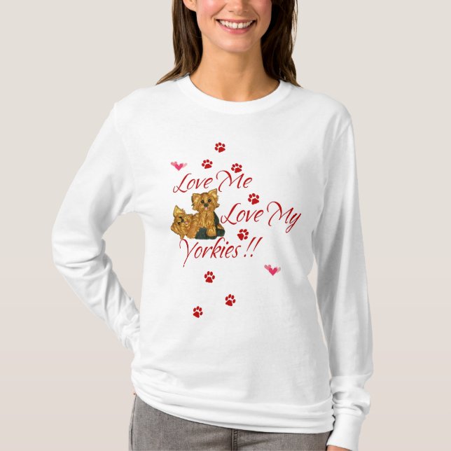 Ame-me amor meu Yorkies!!  Camisa longa da Capa (Frente)