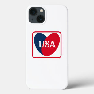 Ame o Coração Simples Vermelho Branco Azul Patriót