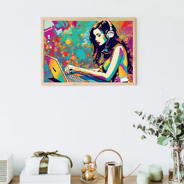 Ame o meu computador Pop Art Poster
