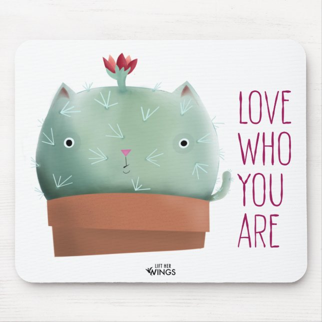 Ame Quem Você É Cactus Cat — Mouse Pad (Frente)