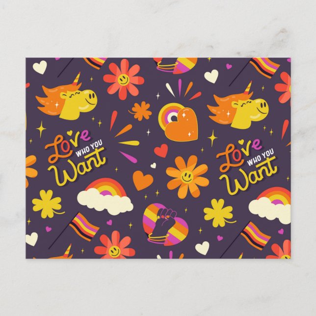 Ame quem você quer que seja cartão postal LGBTQIA (Frente)
