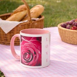 Ame Rosas Cor-de-Rosa Caneca de Duas Cores 330ml R