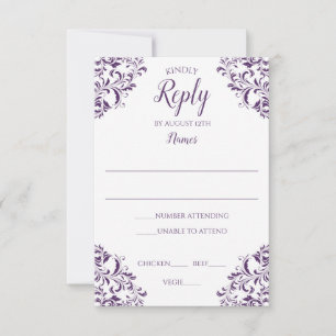 Ameixa elegante Wedding/roxo do cartão de respost