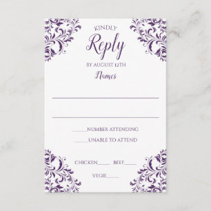 Ameixa elegante Wedding/roxo do cartão de respost