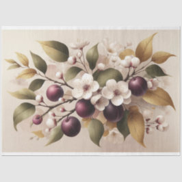 Ameixas, Blossomas de Papel Tecido de Decoupage