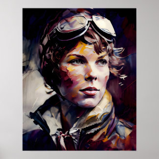 Amelia Earhart Original Oil Painting Impressão