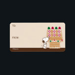 Amendoins | Snoopy Gingerbird House Etiqueta de pr<br><div class="desc">Veja esta divertida design de Natal Peanuts com Snoopy.</div>