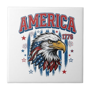América 1776 Camisa Patriótica Águia Vintage Desig
