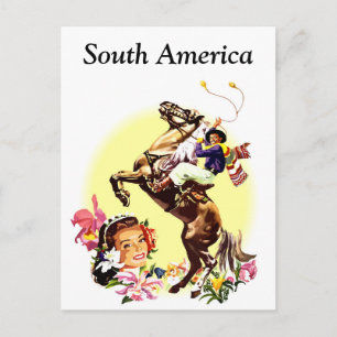 América do Sul, cartão postal de viagem vintage