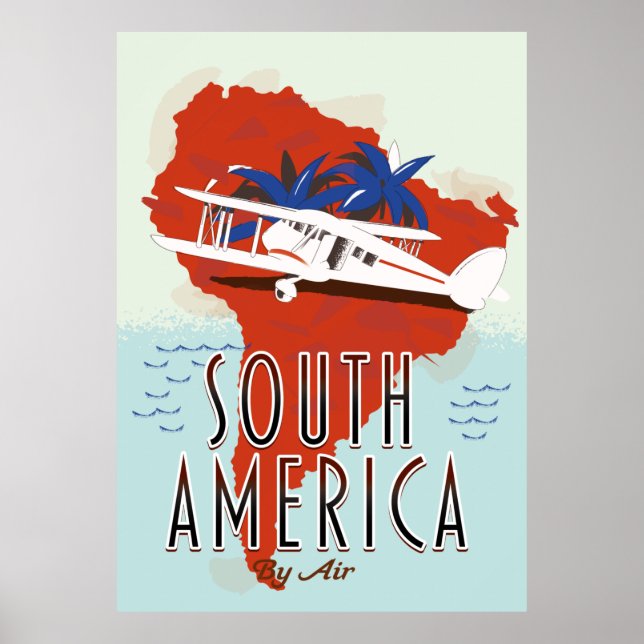 América do Sul por poster de viagens Aéreo (Frente)