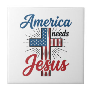America Precisa de Jesus Camisa Patriótica da Cruz