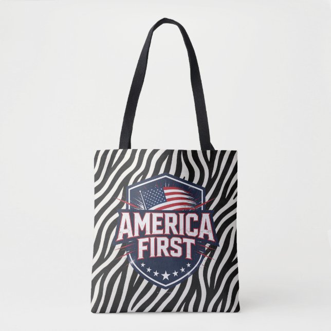 America Primeiro - Impressão de Zebra - Tote (Frente)
