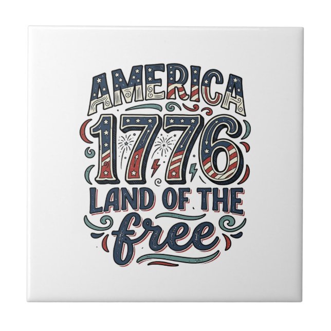 América Vintage 1776 Terra da Liberdade Design de  (Frente)