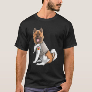 American Akita I Love Mãe Tattoo Camiseta de cão M