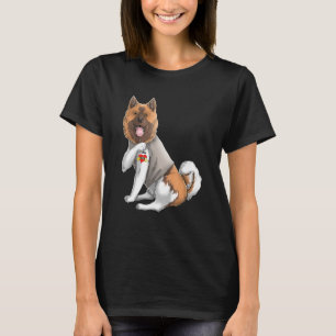 American Akita I Love Mãe Tattoo Camiseta de cão M
