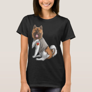 American Akita I Love Mãe Tattoo Camiseta de cão M