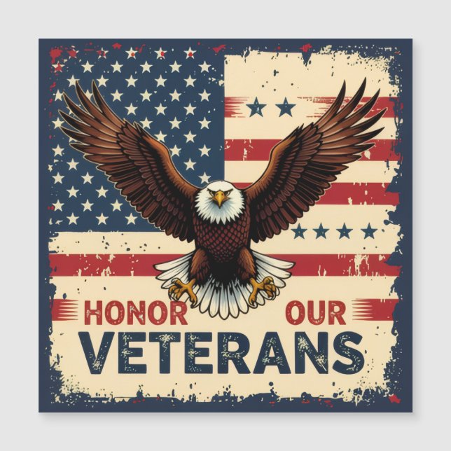 American Eagle Honor Our Veterans Square Magnet (Frente)