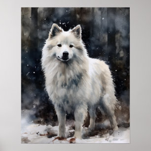 American Eskimo Dog Art Impressão Poster