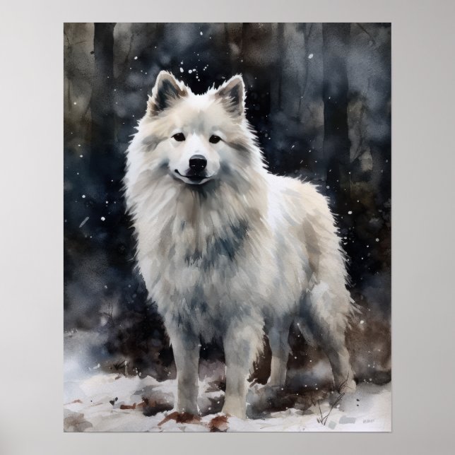American Eskimo Dog Art Impressão Poster (Frente)