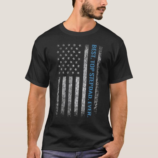 American Flag Best Top Stepdad Para Homens Faes (Frente)