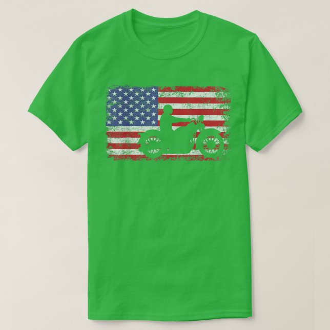 American Flag Biker - Camisa de Motocicleta T (Frente do Design)