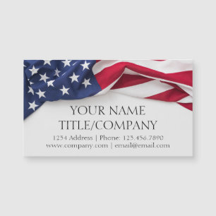 American Flag Company Name Magnetic Cartão de visi