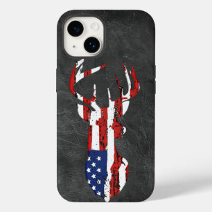 American Flag Deer on Leather