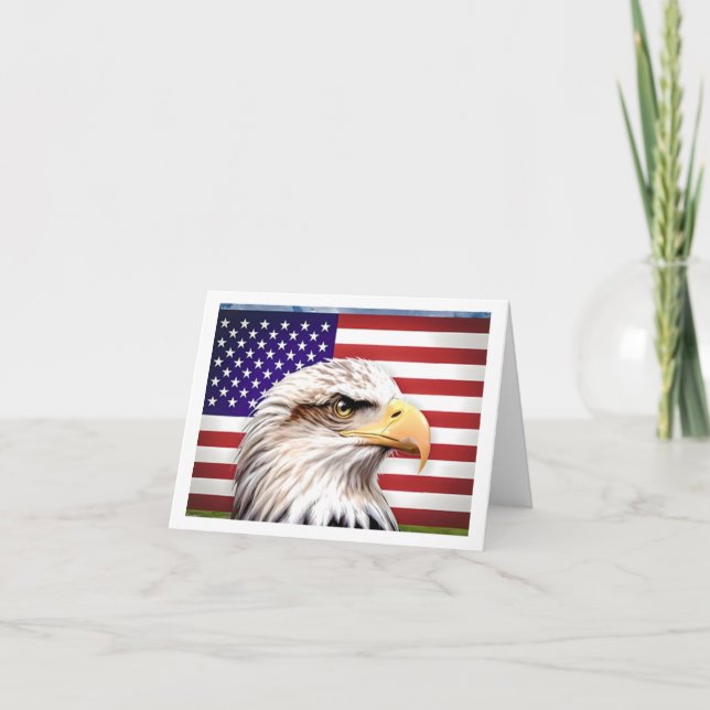 American Flag Eagle Patriotic USA - Cartão de Saud (Frente)