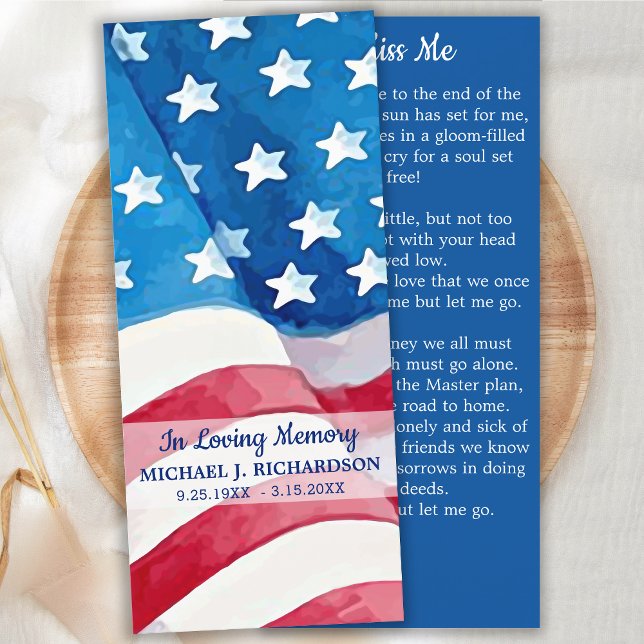 American Flag Memorial Prayer Funeral Bookmark (Criador carregado)